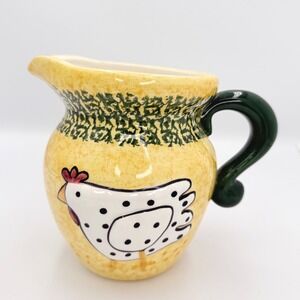 FTD Chicken Pitcher‎ Creamer Yellow Green Farmhouse Ceramic Country Decor